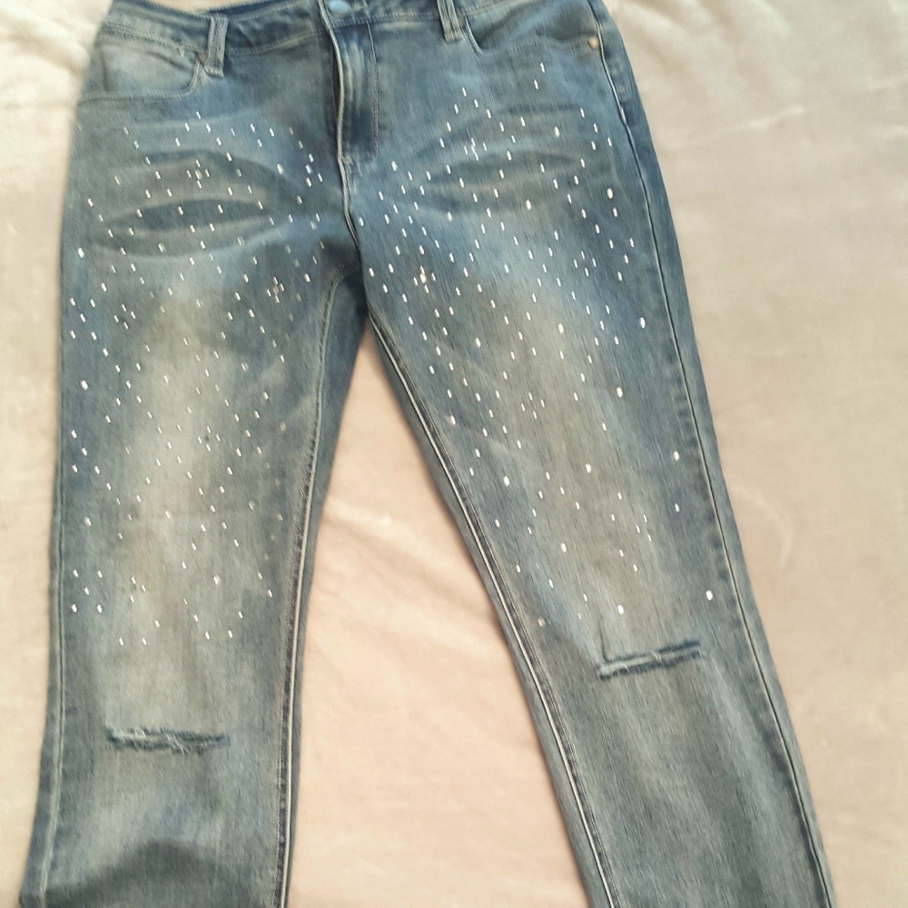 Skinny Max jeans w/ crystal and silver studs